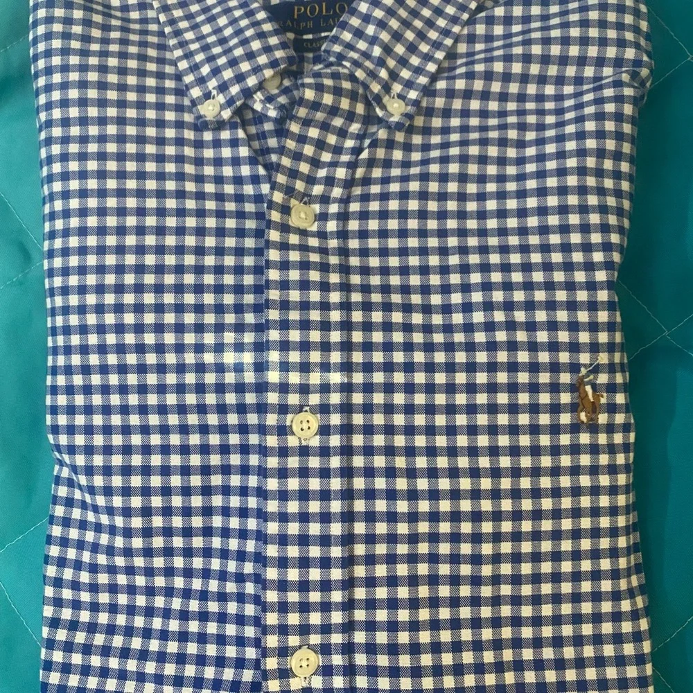 Polo by Ralph Lauren Blue and White Gingham Button-Down Shirt